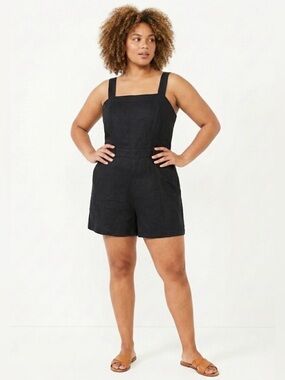 LOFT Black Linen Blend Jumpsuit/Romper - Size 16